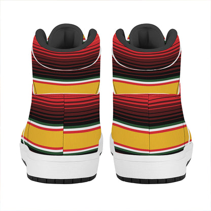 Ethnic Serape Blanket Pattern Print High Top Leather Sneakers