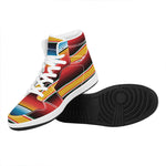 Ethnic Serape Blanket Pattern Print High Top Leather Sneakers
