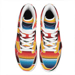 Ethnic Serape Blanket Pattern Print High Top Leather Sneakers