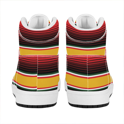 Ethnic Serape Blanket Pattern Print High Top Leather Sneakers
