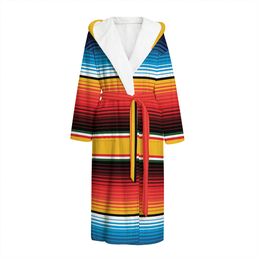 Ethnic Serape Blanket Pattern Print Hooded Bathrobe