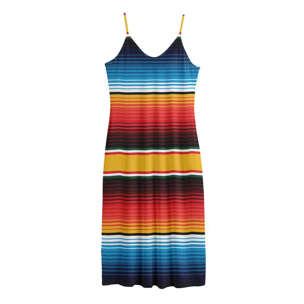 Ethnic Serape Blanket Pattern Print Jersey Midi Cami Dress