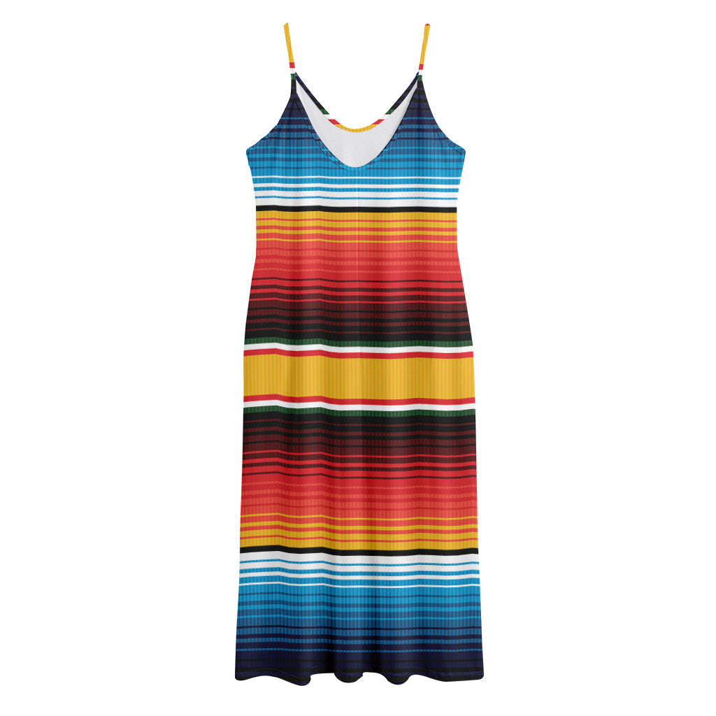 Ethnic Serape Blanket Pattern Print Jersey Midi Cami Dress