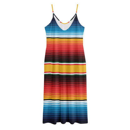 Ethnic Serape Blanket Pattern Print Jersey Midi Cami Dress