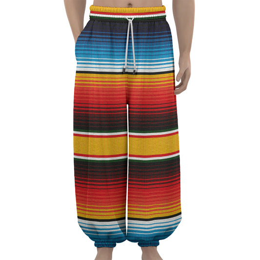 Ethnic Serape Blanket Pattern Print Lantern Pants
