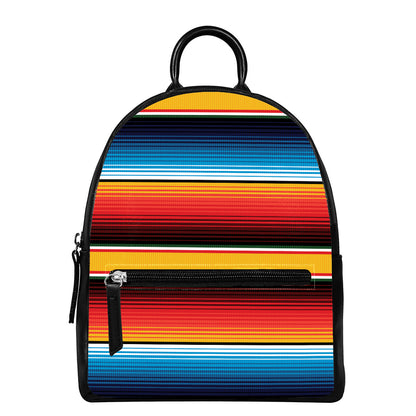 Ethnic Serape Blanket Pattern Print Leather Backpack