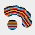 Ethnic Serape Blanket Pattern Print Leather Coaster Set