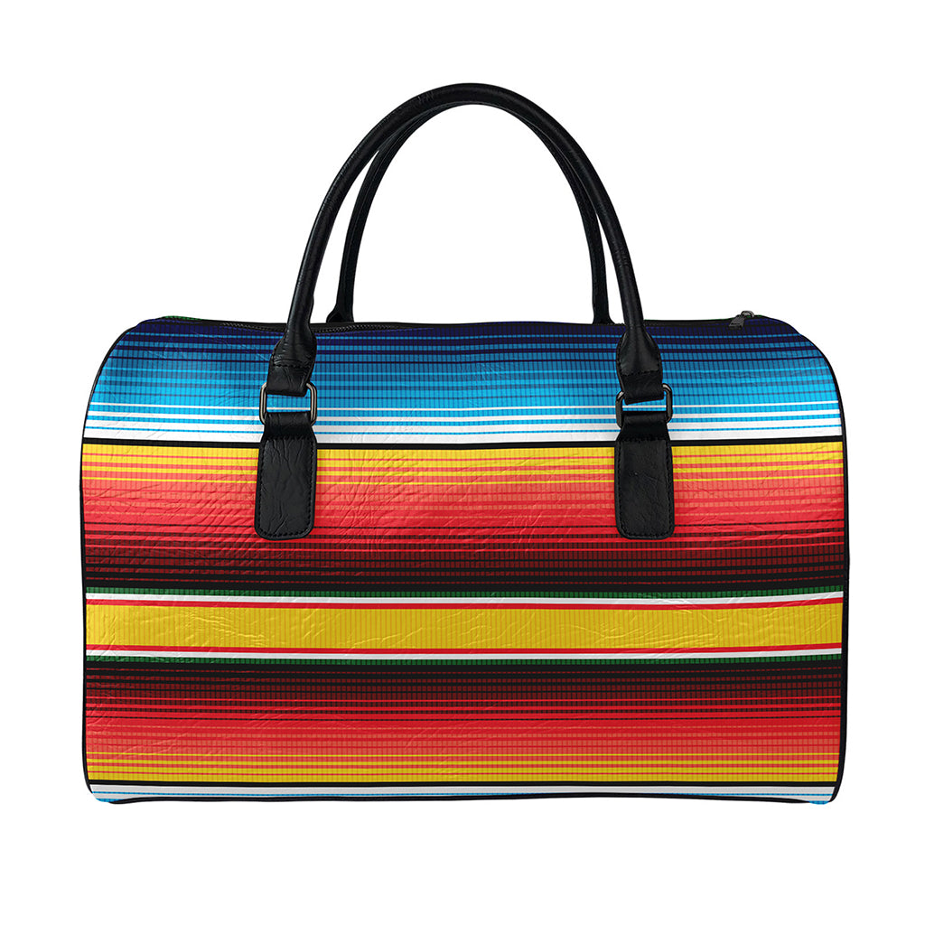 Ethnic Serape Blanket Pattern Print Leather Duffle Bag