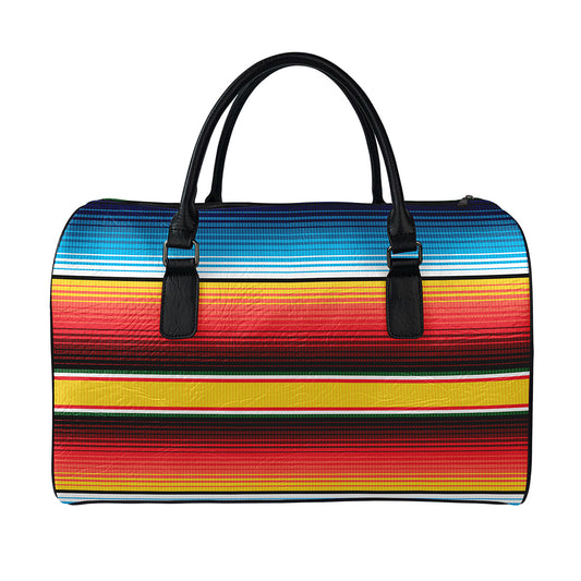 Ethnic Serape Blanket Pattern Print Leather Duffle Bag