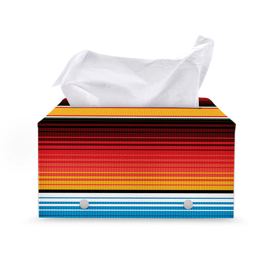 Ethnic Serape Blanket Pattern Print Leather Tissue Box Cover