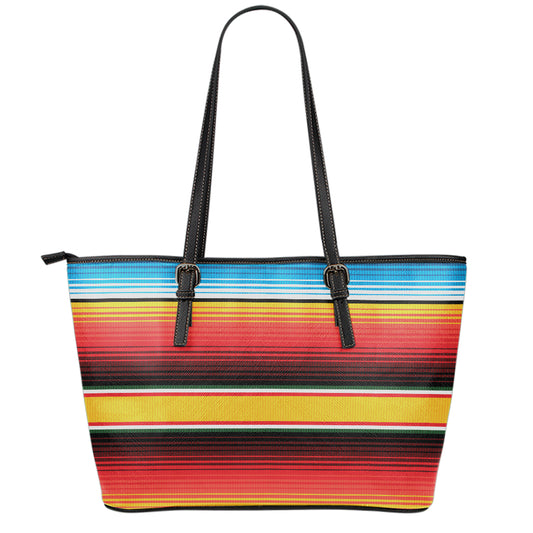 Ethnic Serape Blanket Pattern Print Leather Tote Bag