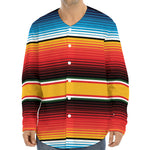 Ethnic Serape Blanket Pattern Print Long Sleeve Baseball Jersey