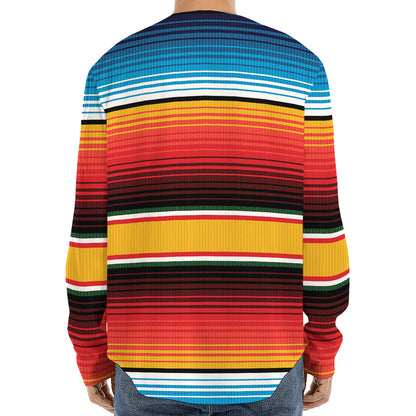 Ethnic Serape Blanket Pattern Print Long Sleeve Baseball Jersey