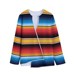 Ethnic Serape Blanket Pattern Print Long Sleeve Short Coat