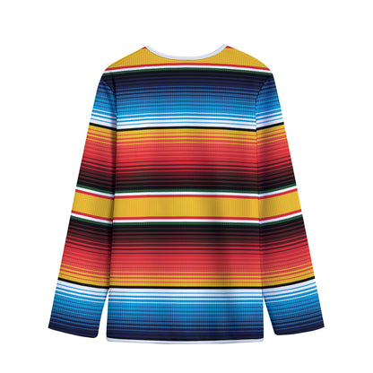 Ethnic Serape Blanket Pattern Print Long Sleeve Short Coat
