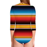 Ethnic Serape Blanket Pattern Print Long Sleeve Swimsuit