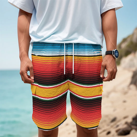 Ethnic Serape Blanket Pattern Print Men's Cargo Shorts