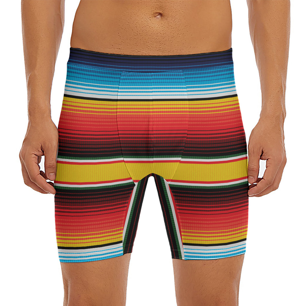 Ethnic Serape Blanket Pattern Print Men's Long Boxer Briefs