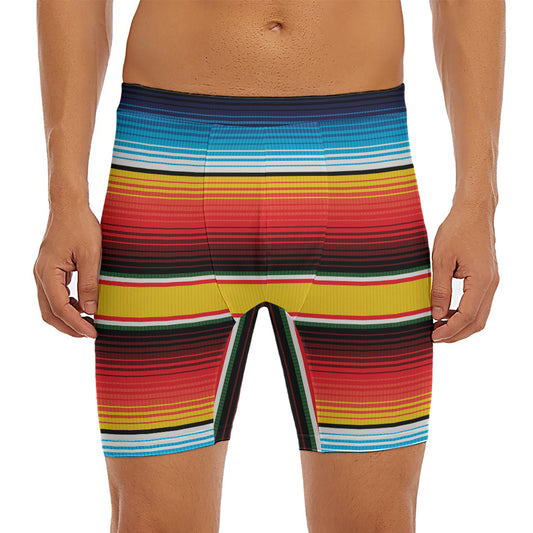 Ethnic Serape Blanket Pattern Print Men's Long Boxer Briefs
