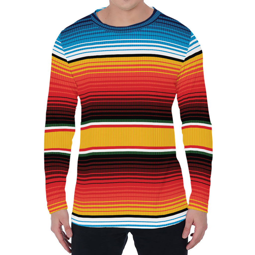 Ethnic Serape Blanket Pattern Print Men's Long Sleeve T-Shirt