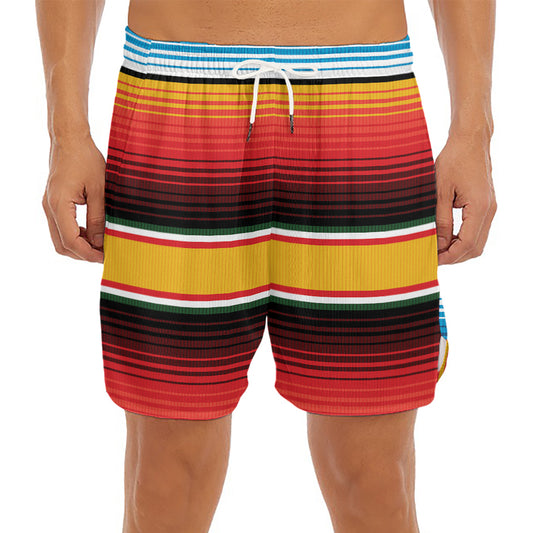 Ethnic Serape Blanket Pattern Print Men's Split Running Shorts