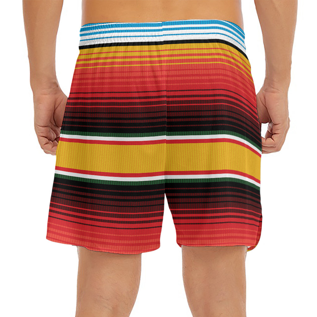 Ethnic Serape Blanket Pattern Print Men's Split Running Shorts