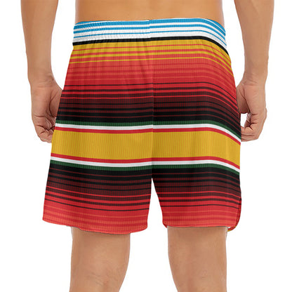 Ethnic Serape Blanket Pattern Print Men's Split Running Shorts