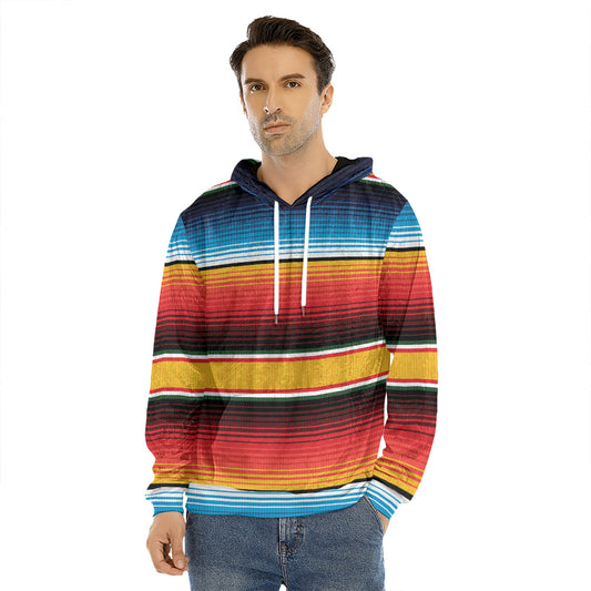 Ethnic Serape Blanket Pattern Print Men's Velvet Pullover Hoodie