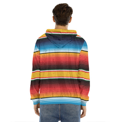 Ethnic Serape Blanket Pattern Print Men's Velvet Pullover Hoodie