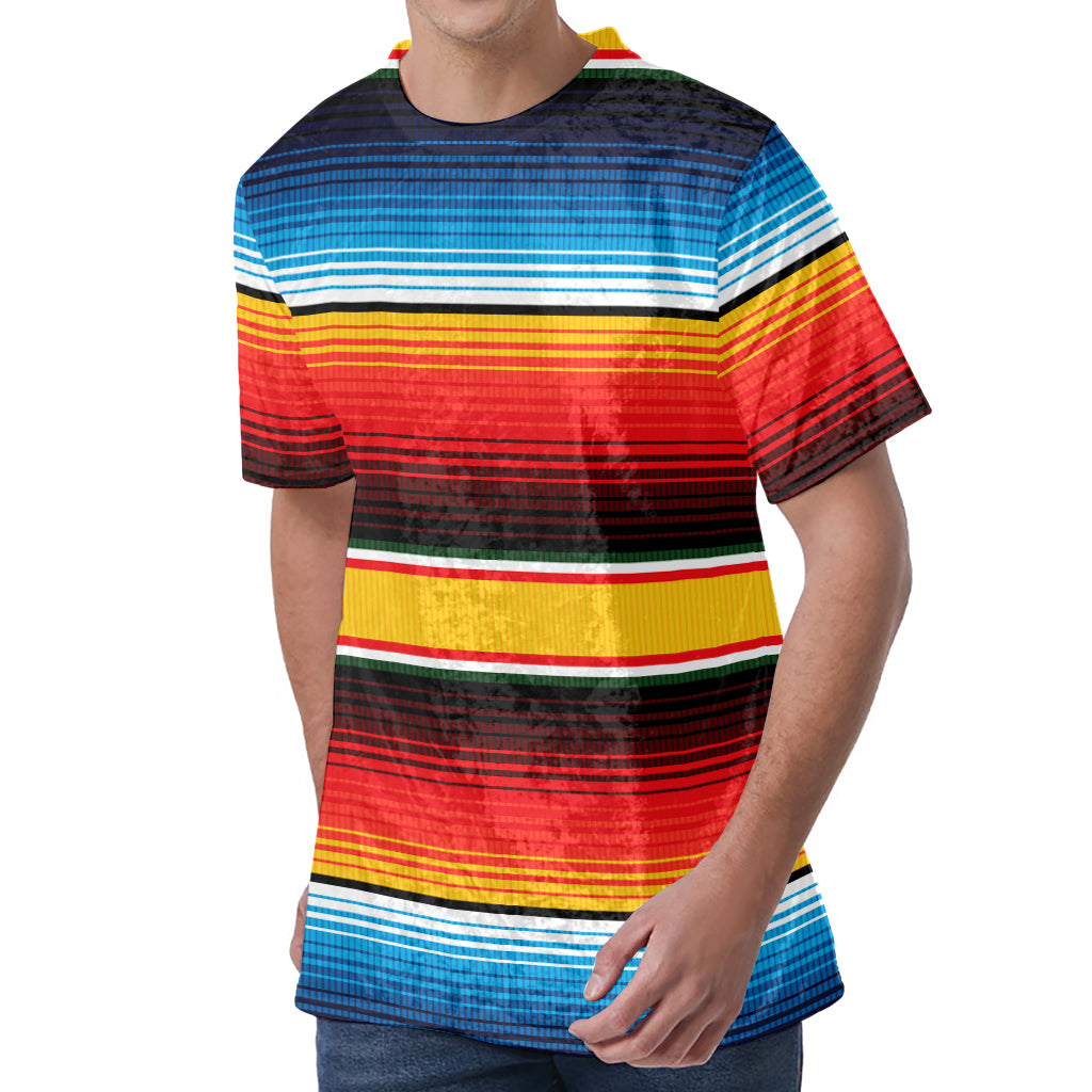 Ethnic Serape Blanket Pattern Print Men's Velvet T-Shirt