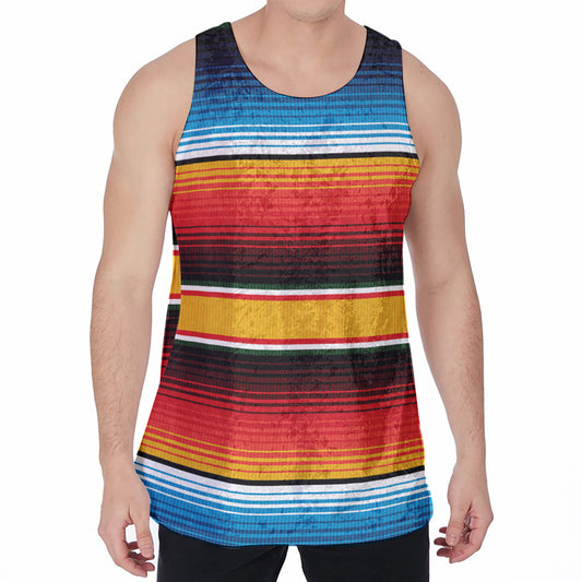 Ethnic Serape Blanket Pattern Print Men's Velvet Tank Top
