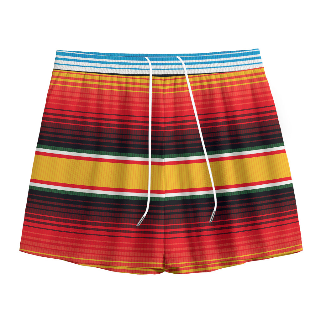 Ethnic Serape Blanket Pattern Print Mesh Shorts