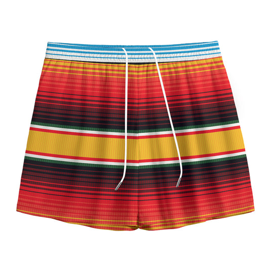 Ethnic Serape Blanket Pattern Print Mesh Shorts