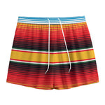 Ethnic Serape Blanket Pattern Print Mesh Shorts