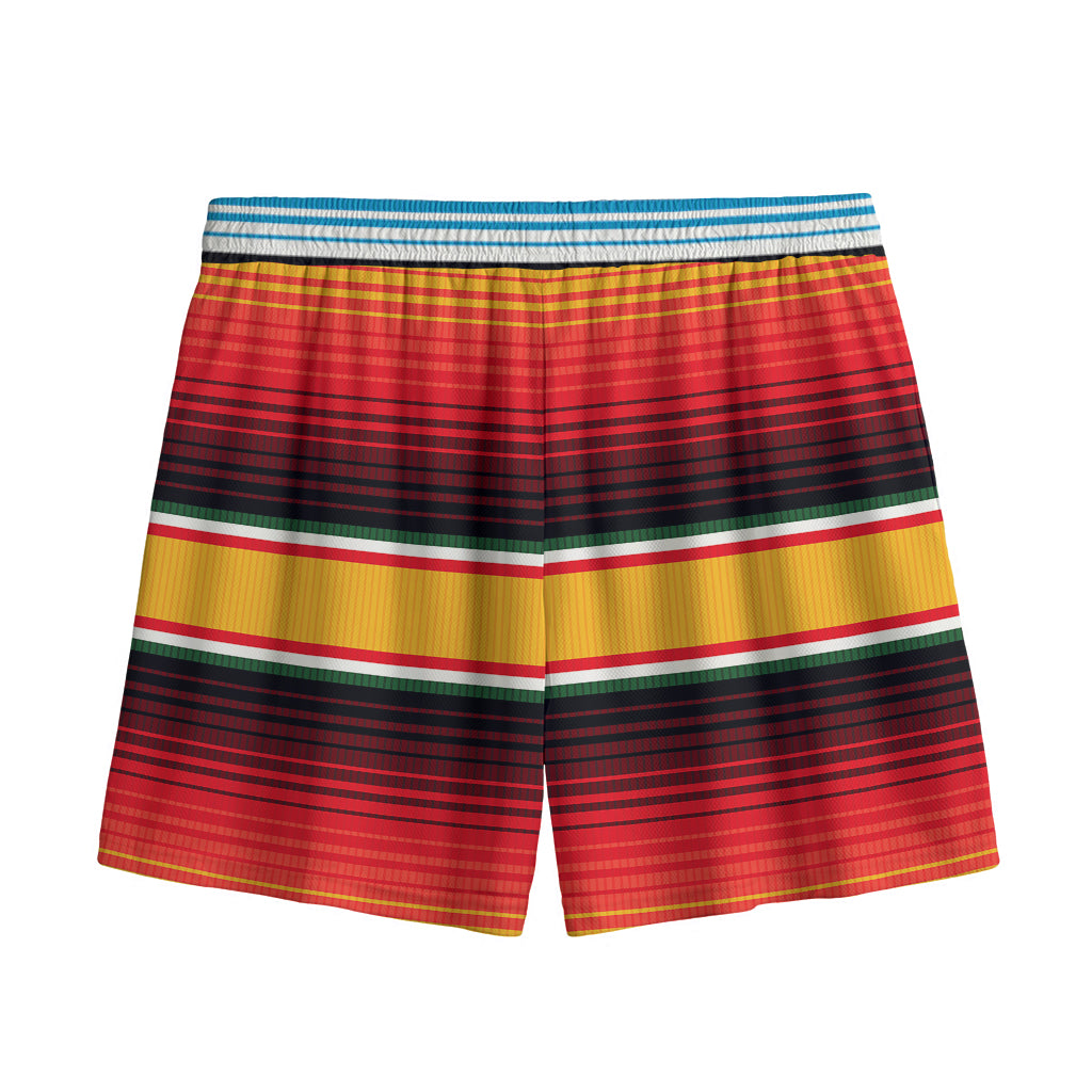Ethnic Serape Blanket Pattern Print Mesh Shorts