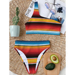 Ethnic Serape Blanket Pattern Print One Shoulder Bikini Top