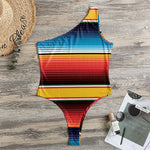 Ethnic Serape Blanket Pattern Print One Shoulder Bodysuit