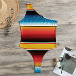 Ethnic Serape Blanket Pattern Print One Shoulder Bodysuit