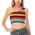 Ethnic Serape Blanket Pattern Print One Shoulder Crop Top