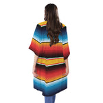 Ethnic Serape Blanket Pattern Print Open Front Beach Cover Up