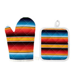 Ethnic Serape Blanket Pattern Print Oven Mitt And Pot Holder Set