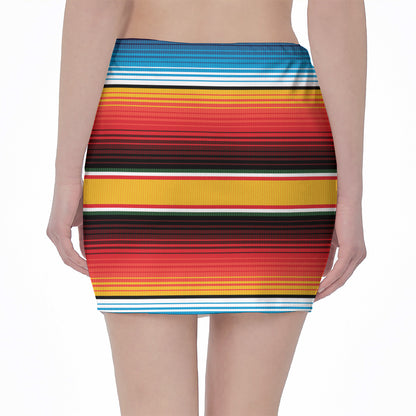Ethnic Serape Blanket Pattern Print Pencil Mini Skirt