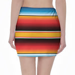 Ethnic Serape Blanket Pattern Print Pencil Mini Skirt