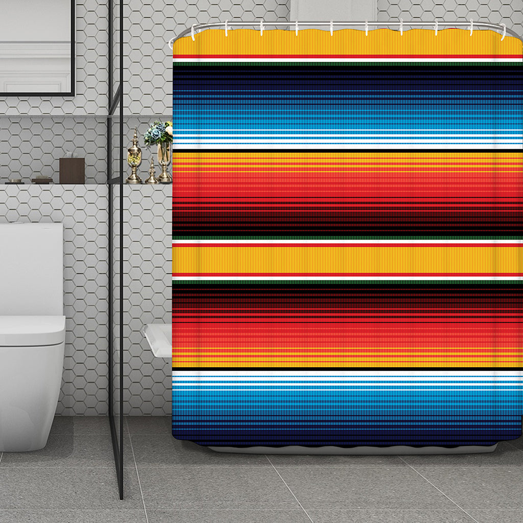 Ethnic Serape Blanket Pattern Print Polyester Shower Curtain
