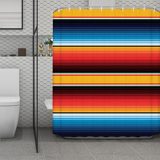 Ethnic Serape Blanket Pattern Print Polyester Shower Curtain