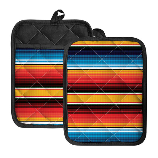 Ethnic Serape Blanket Pattern Print Pot Holders With Pocket