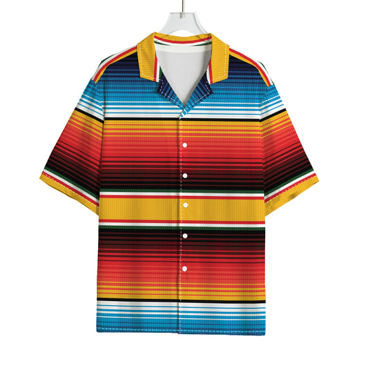 Ethnic Serape Blanket Pattern Print Rayon Hawaiian Shirt