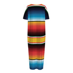 Ethnic Serape Blanket Pattern Print Short Sleeve Long Nightdress