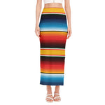 Ethnic Serape Blanket Pattern Print Side Slit Maxi Skirt