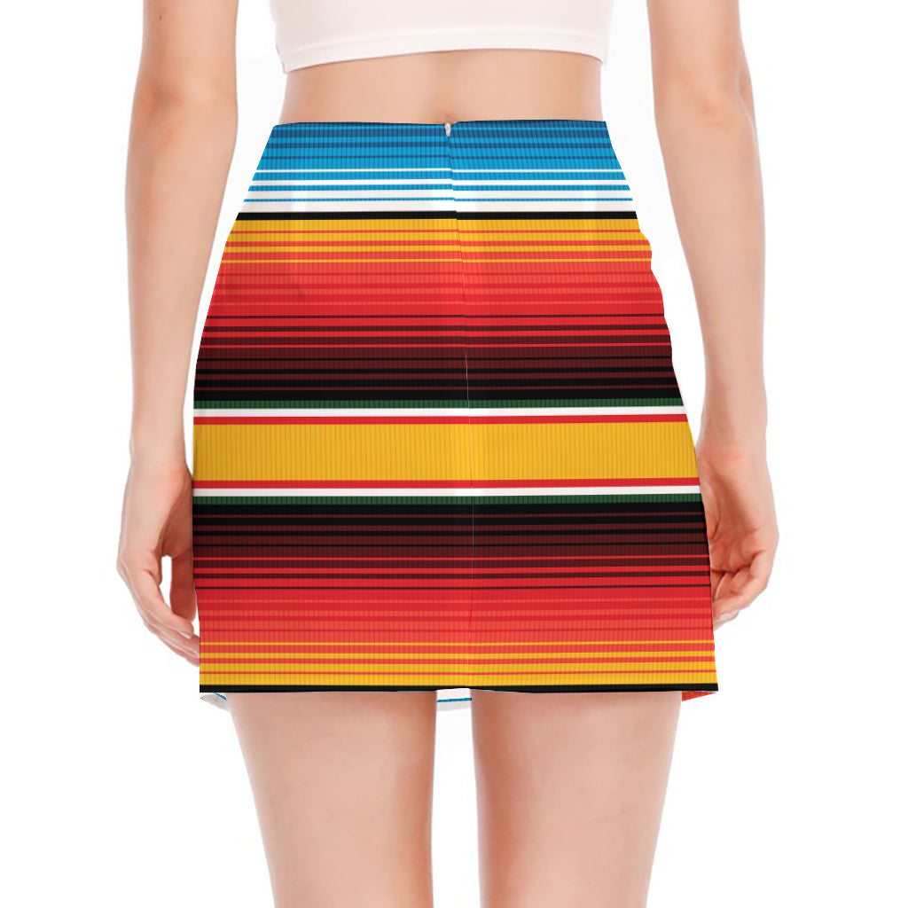 Ethnic Serape Blanket Pattern Print Side Slit Mini Skirt